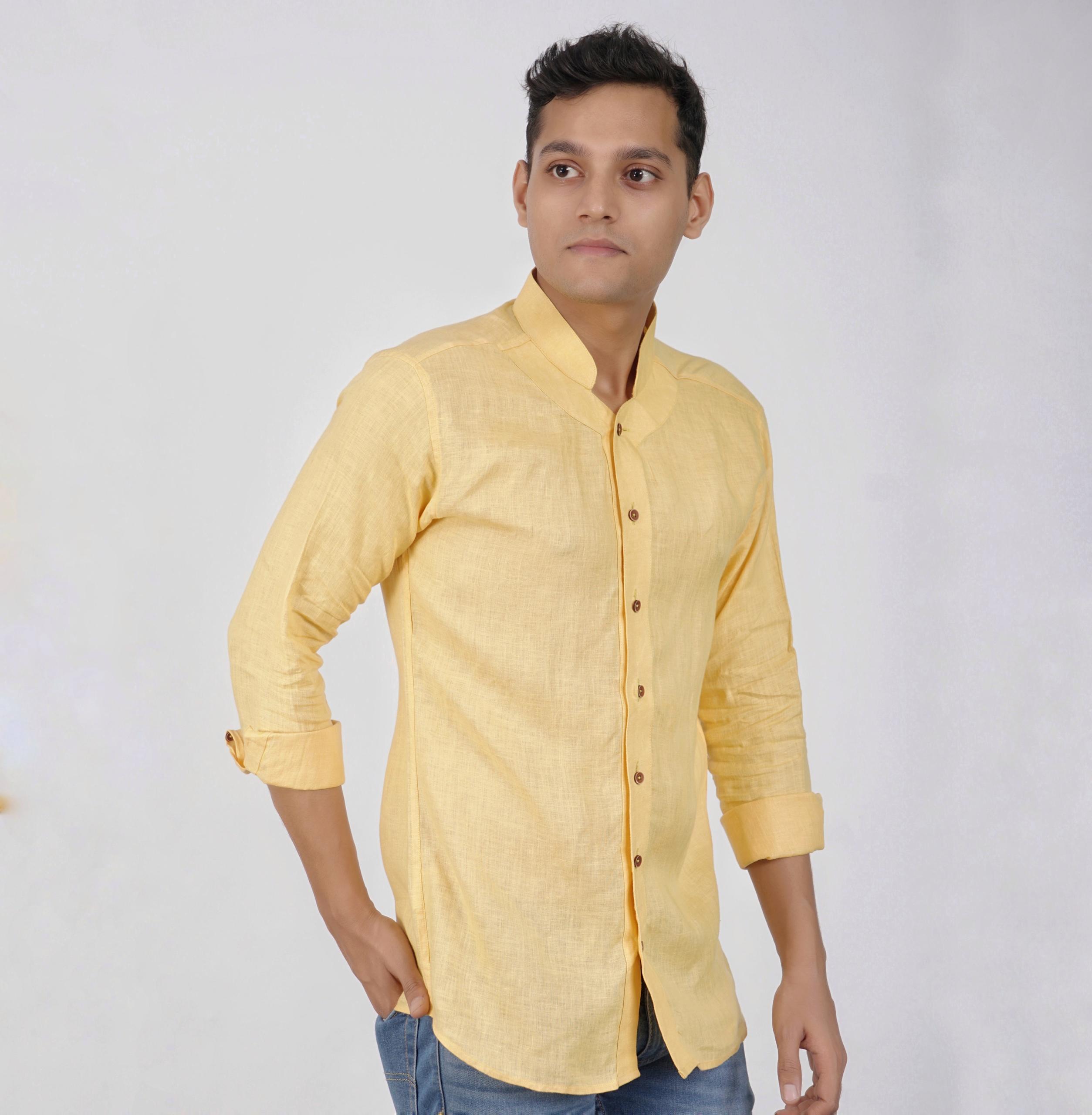 Yellow hot sale shirt fashion